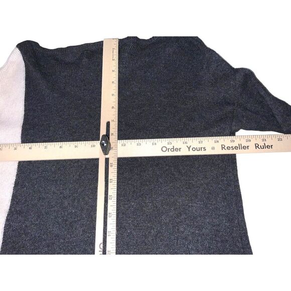 LOFT Black Gray Cream Crew Neck Block  Sweater Small Rayon Wool Cotton - Picture 6 of 14